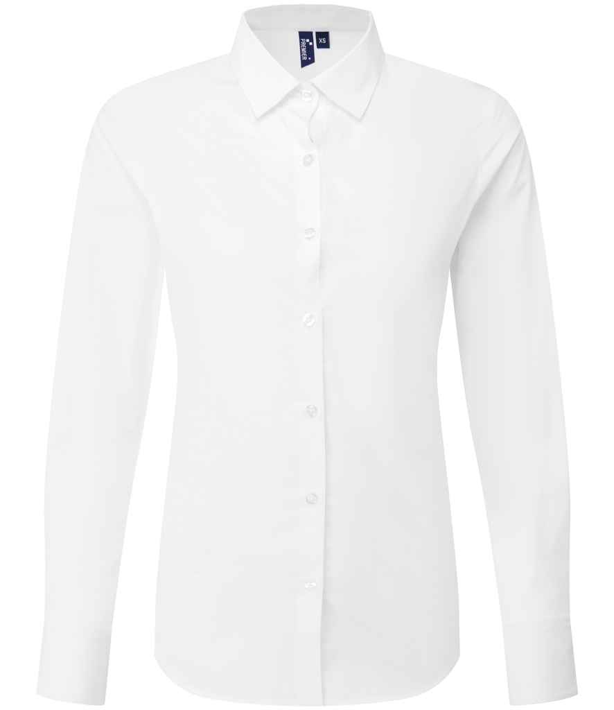 Premier Ladies Recyclight® Long Sleeve Poplin Shirt - White