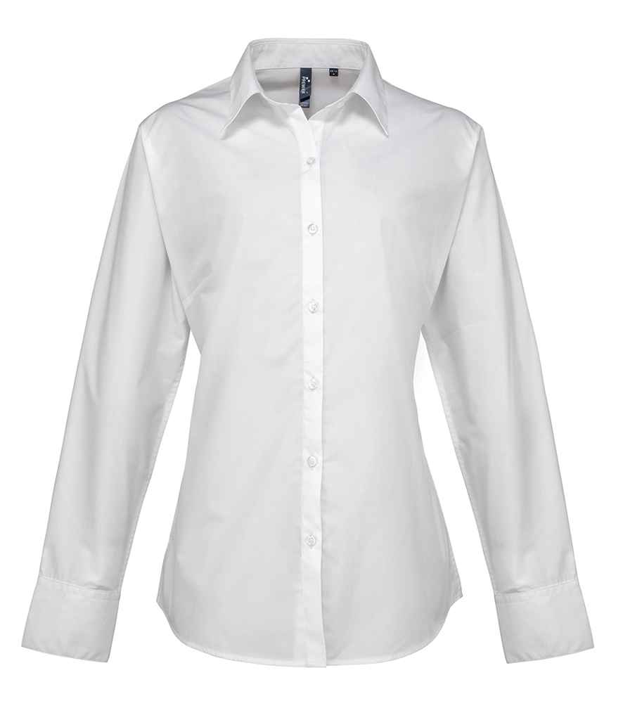 Premier Ladies Supreme Long Sleeve Poplin Shirt - White
