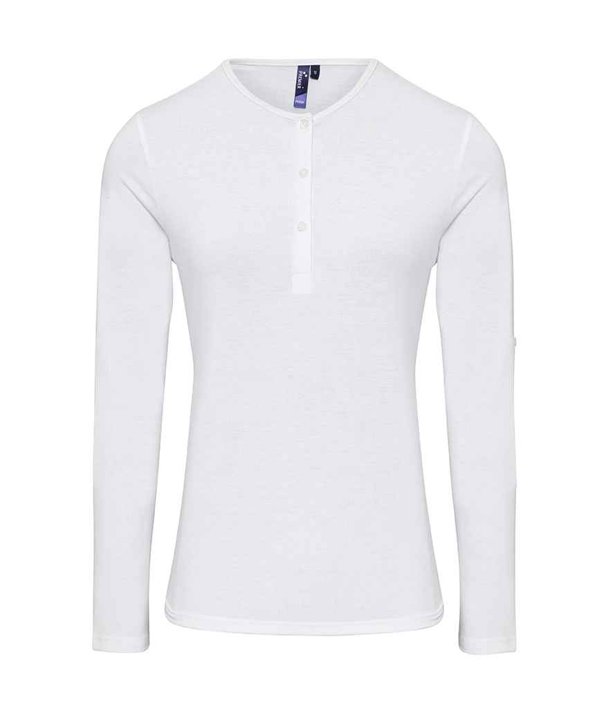 Premier Ladies Long John Roll Sleeve T-Shirt - White