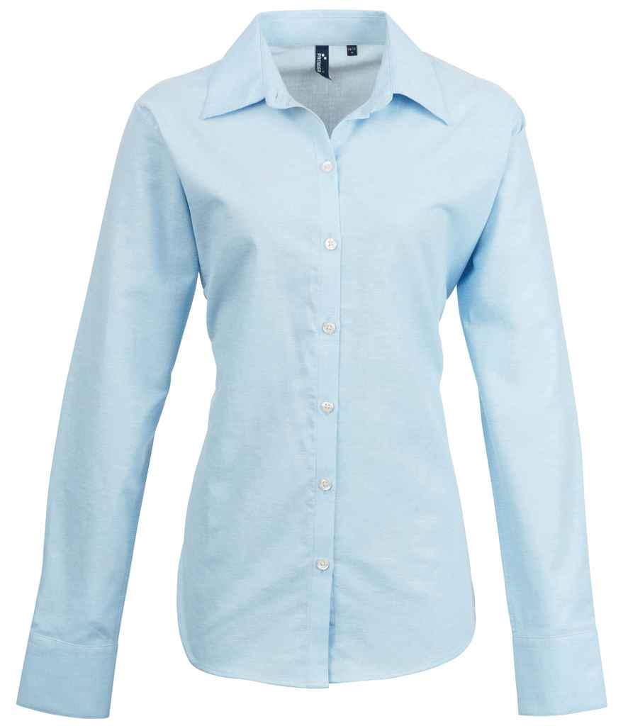 Premier Ladies Signature Long Sleeve Oxford Shirt - Light Blue