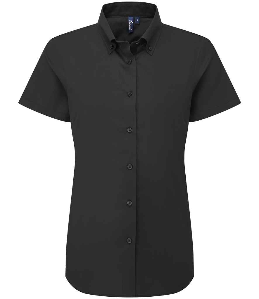 Premier Ladies Supreme Short Sleeve Oxford Shirt - Black