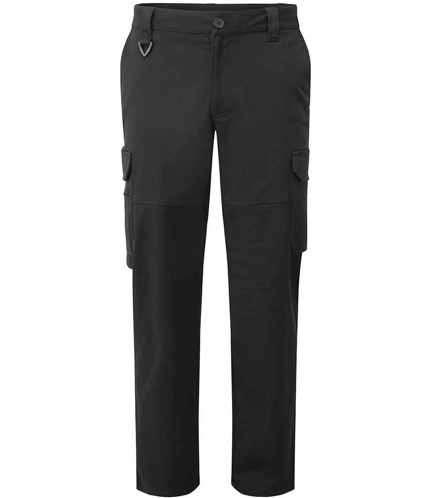 Premier Unisex Stretchchecker Work Cargo Trousers - Black