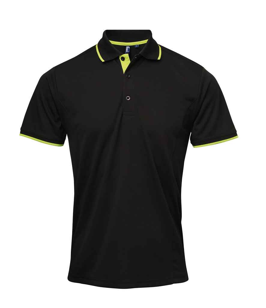Premier Contrast Coolchecker® Piqué Polo Shirt - Black/Lime Green