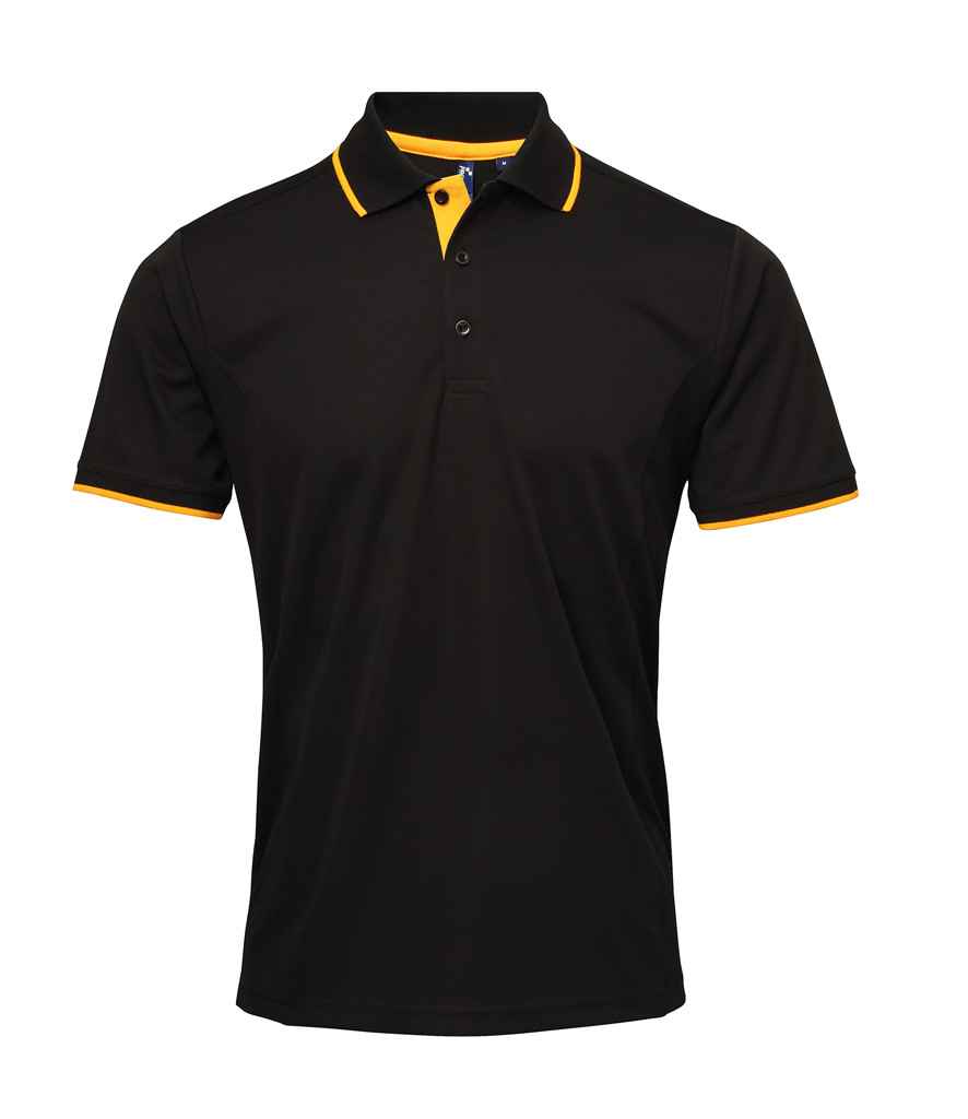 Premier Contrast Coolchecker® Piqué Polo Shirt - Black/Sunflower