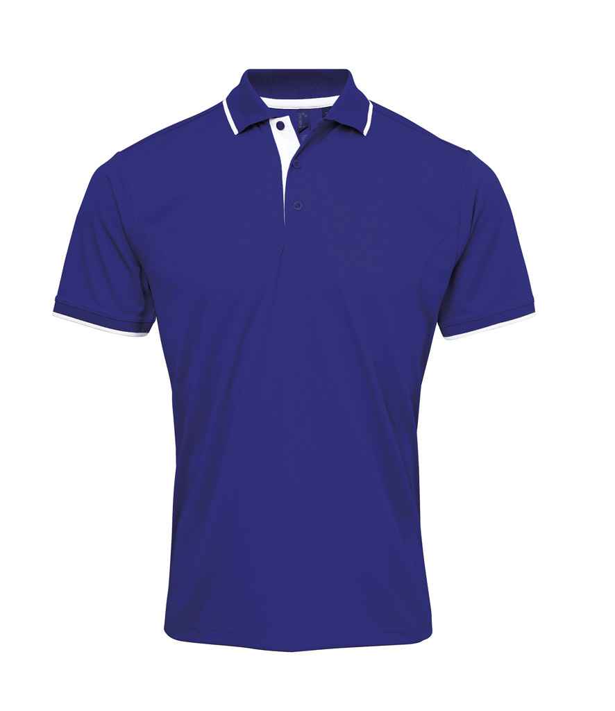 Premier Contrast Coolchecker® Piqué Polo Shirt - Royal Blue/White