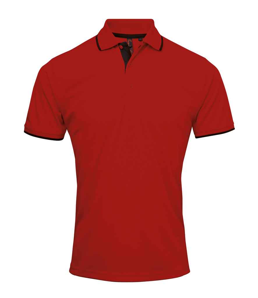 Premier Contrast Coolchecker® Piqué Polo Shirt - Red/Black