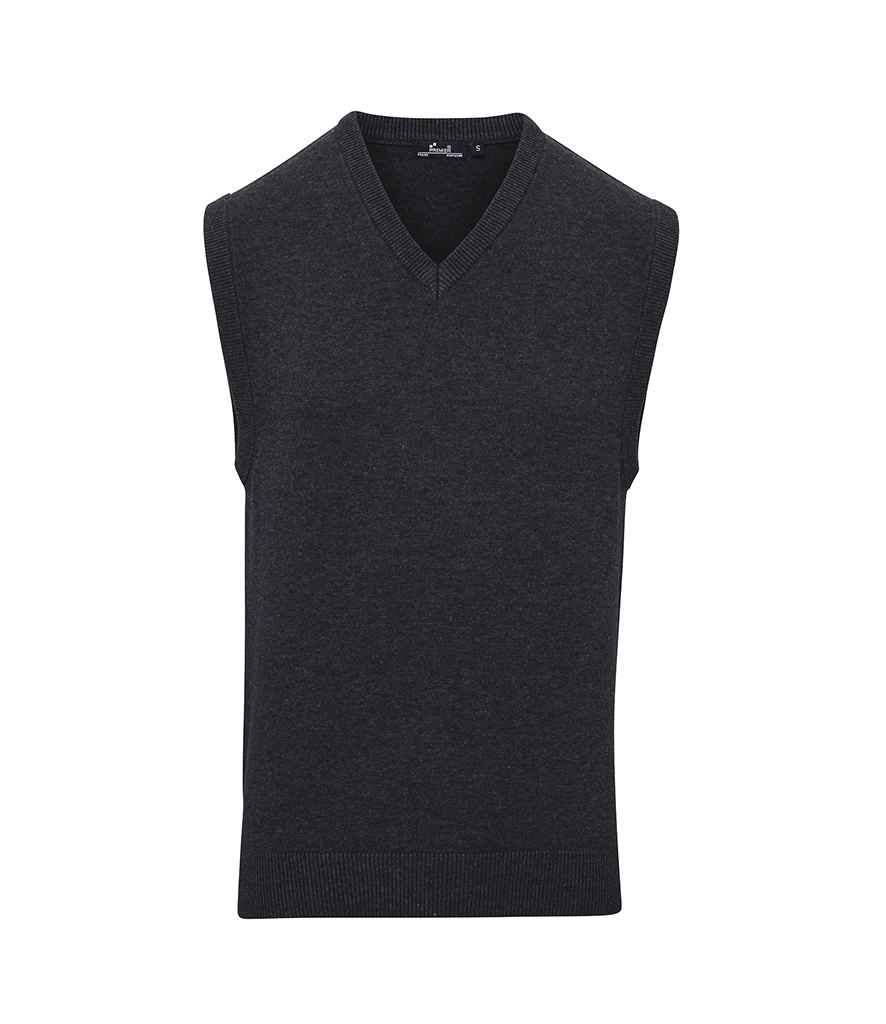 Premier Sleeveless Cotton Acrylic V Neck Sweater - Charcoal