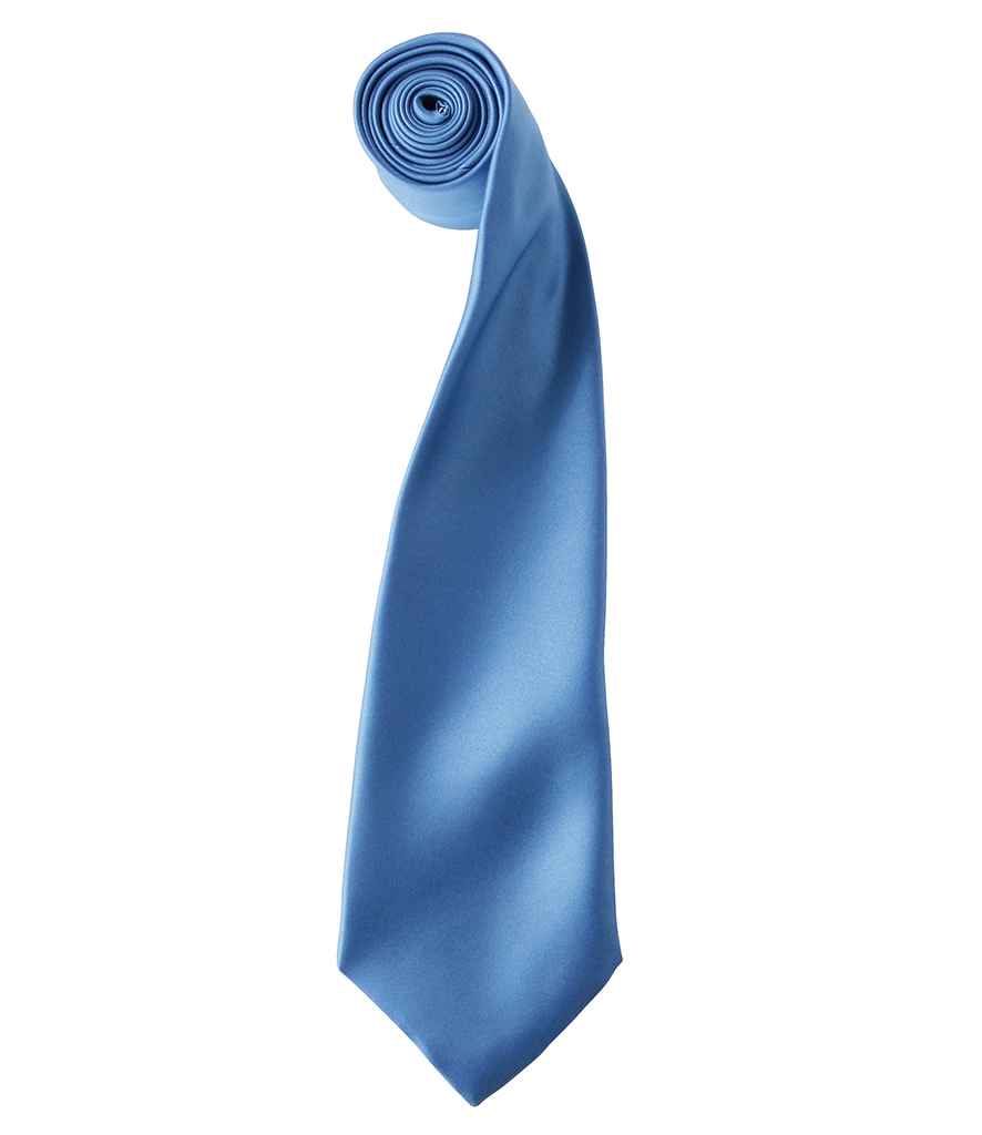 Premier 'Colours' Satin Tie - Mid Blue