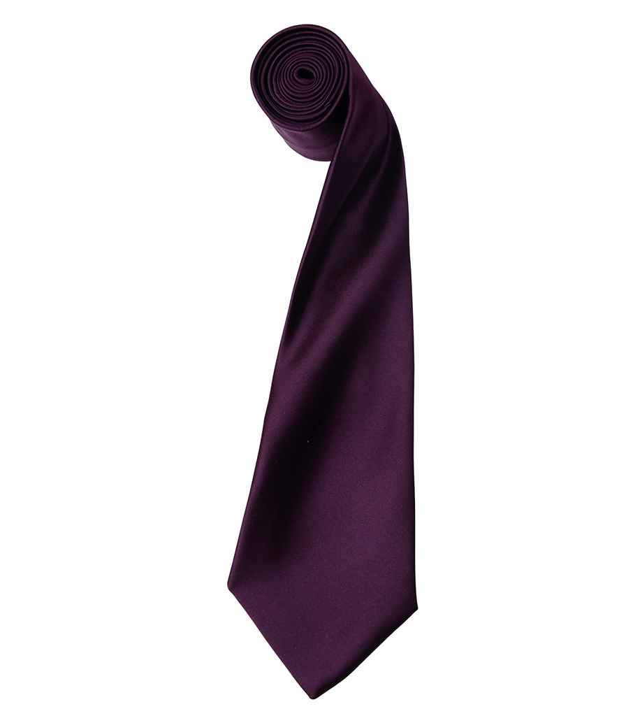 Premier 'Colours' Satin Tie - Aubergine