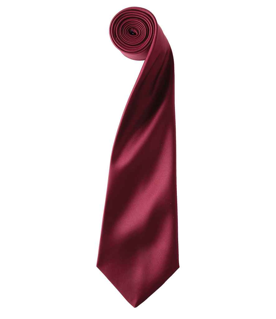 Premier 'Colours' Satin Tie - Burgundy