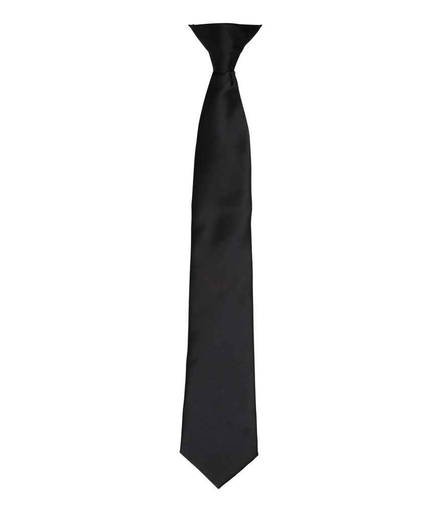 Premier 'Colours' Satin Clip Tie - Black