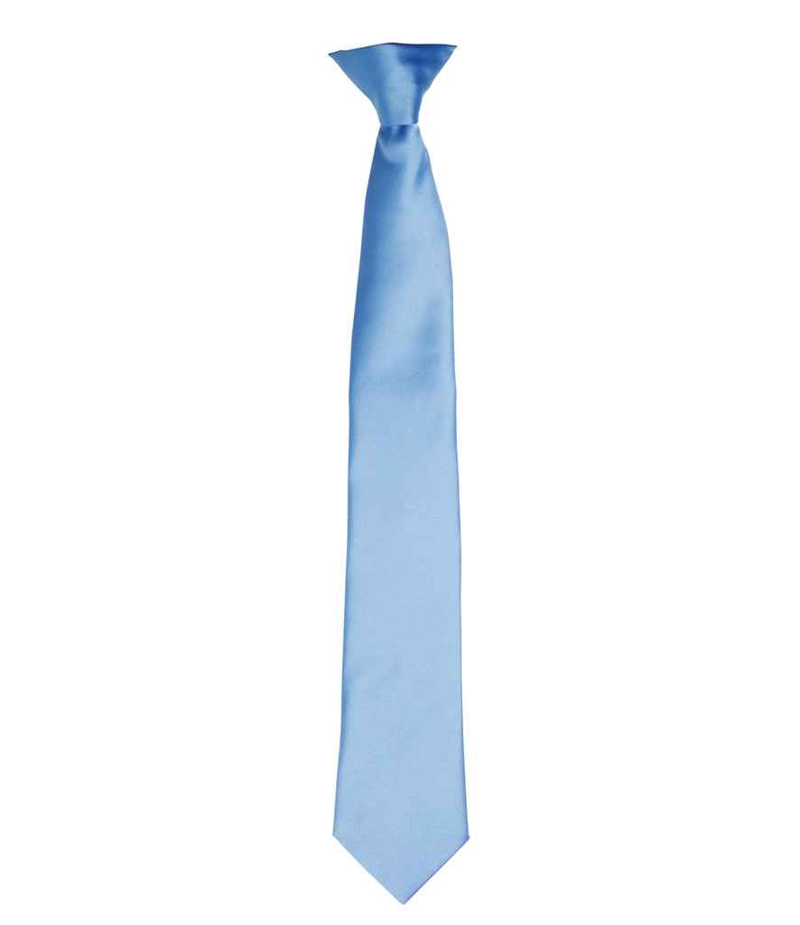 Premier 'Colours' Satin Clip Tie - Mid Blue
