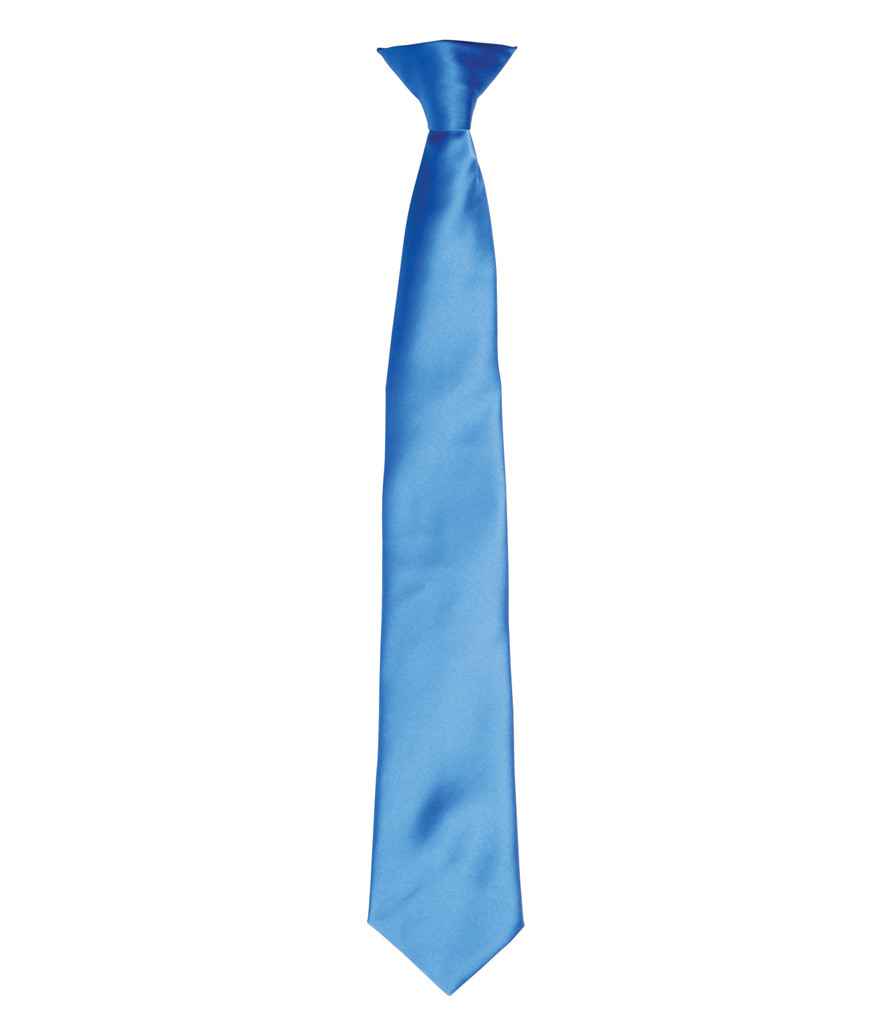 Premier 'Colours' Satin Clip Tie - Sapphire Blue