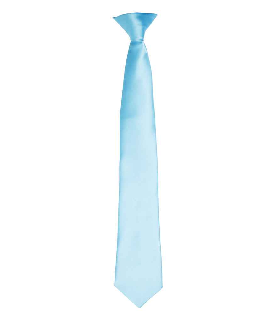 Premier 'Colours' Satin Clip Tie - Turquoise Blue