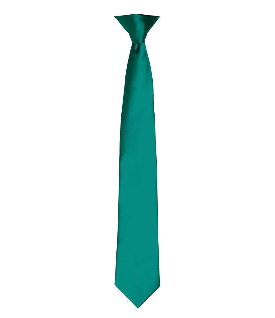 Premier 'Colours' Satin Clip Tie - Bottle Green