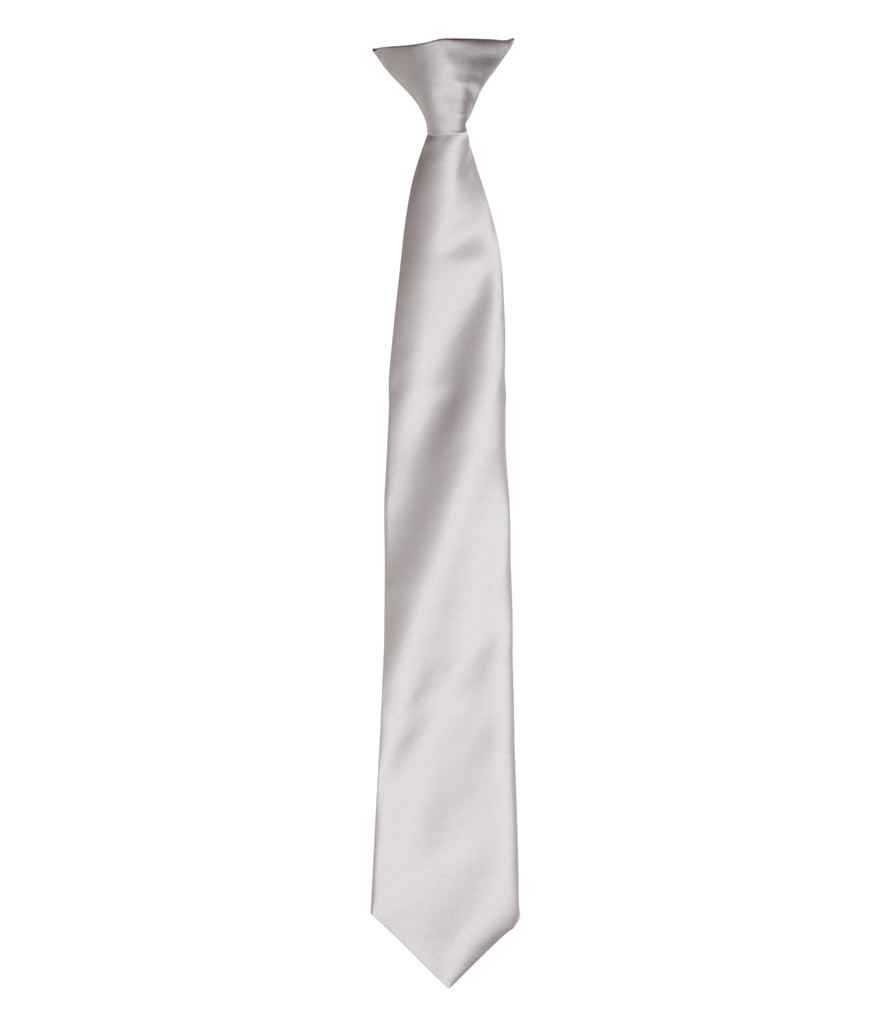 Premier 'Colours' Satin Clip Tie - Silver