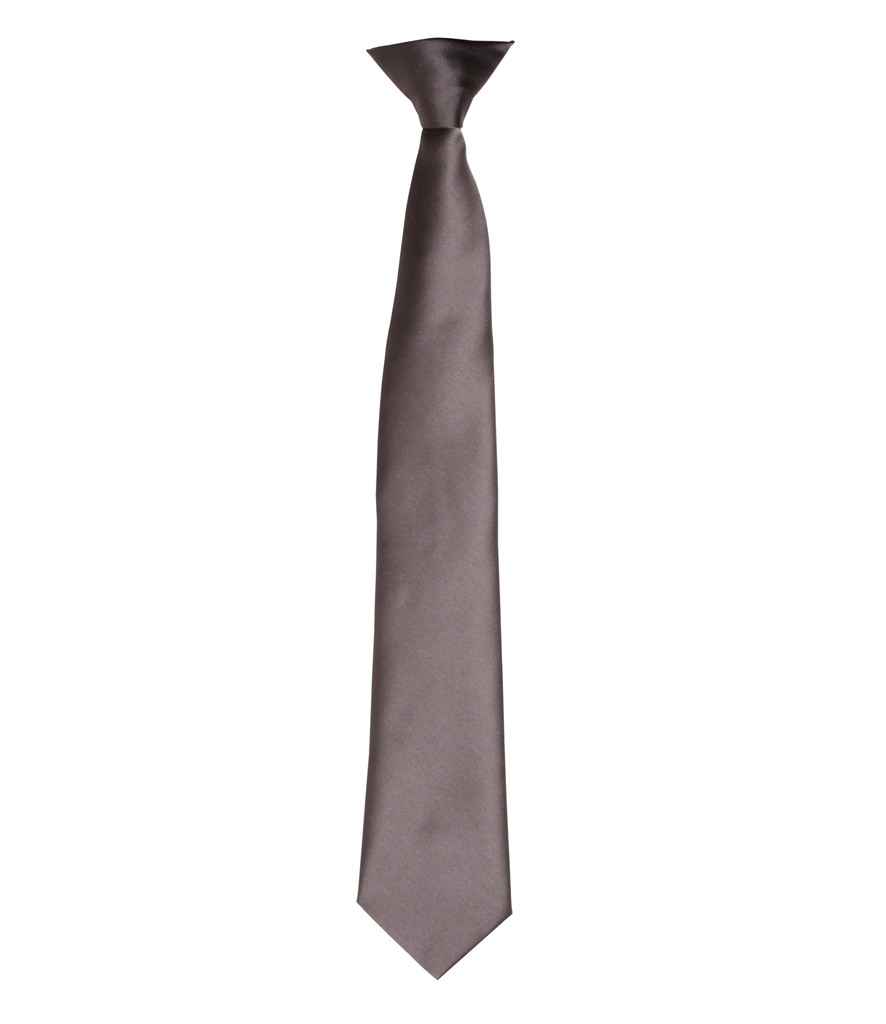 Premier 'Colours' Satin Clip Tie - Dark Grey