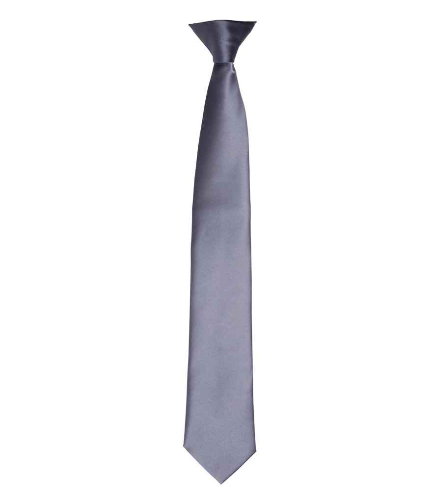 Premier 'Colours' Satin Clip Tie - Steel