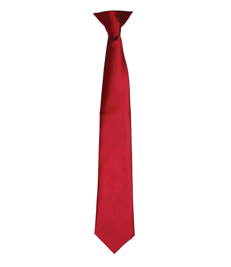 Premier 'Colours' Satin Clip Tie - Burgundy