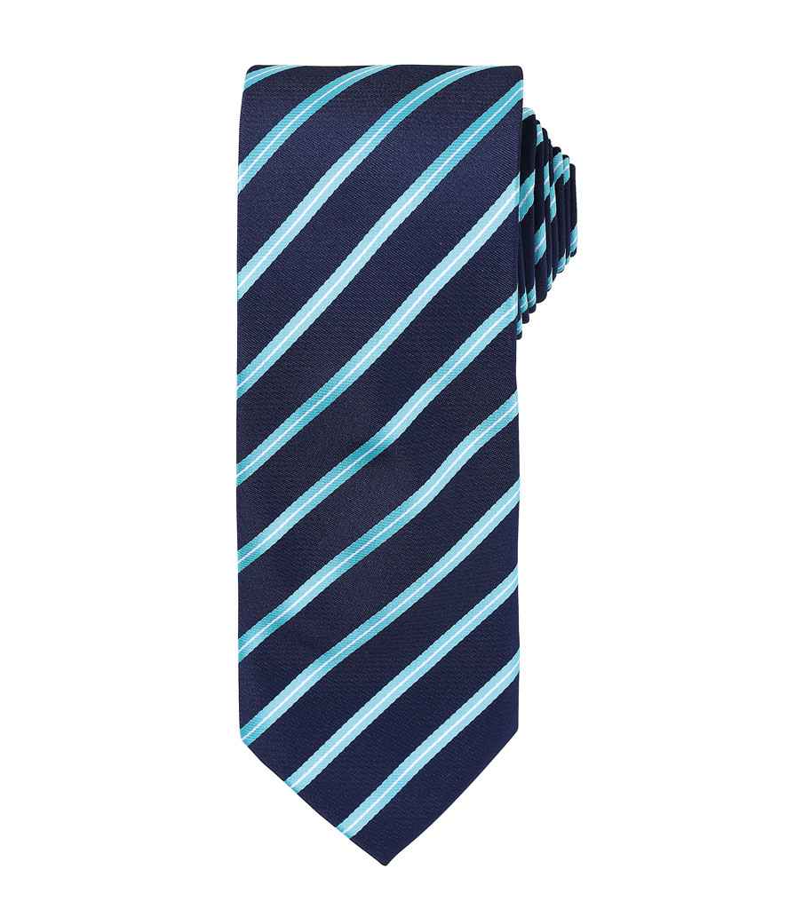 Premier Sports Stripe Tie - Navy/Turquoise Blue