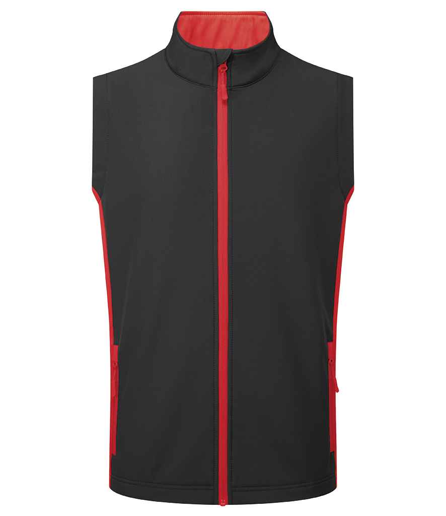 Premier Windchecker® Recycled Printable Soft Shell Gilet - Black/Classic Red