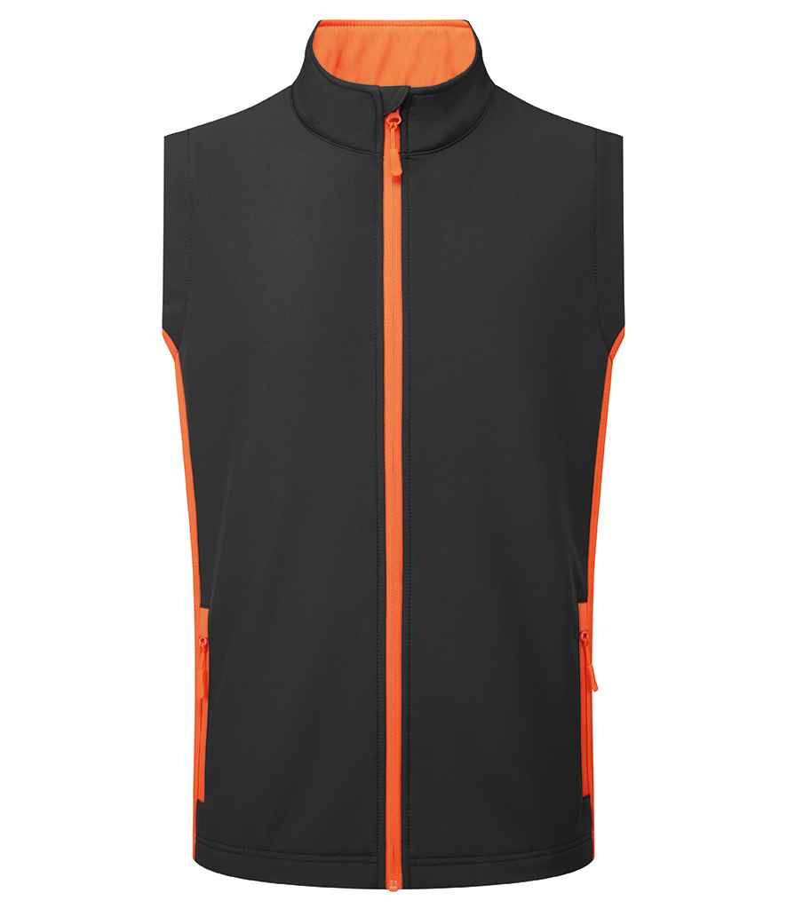 Premier Windchecker® Recycled Printable Soft Shell Gilet - Black/Orange