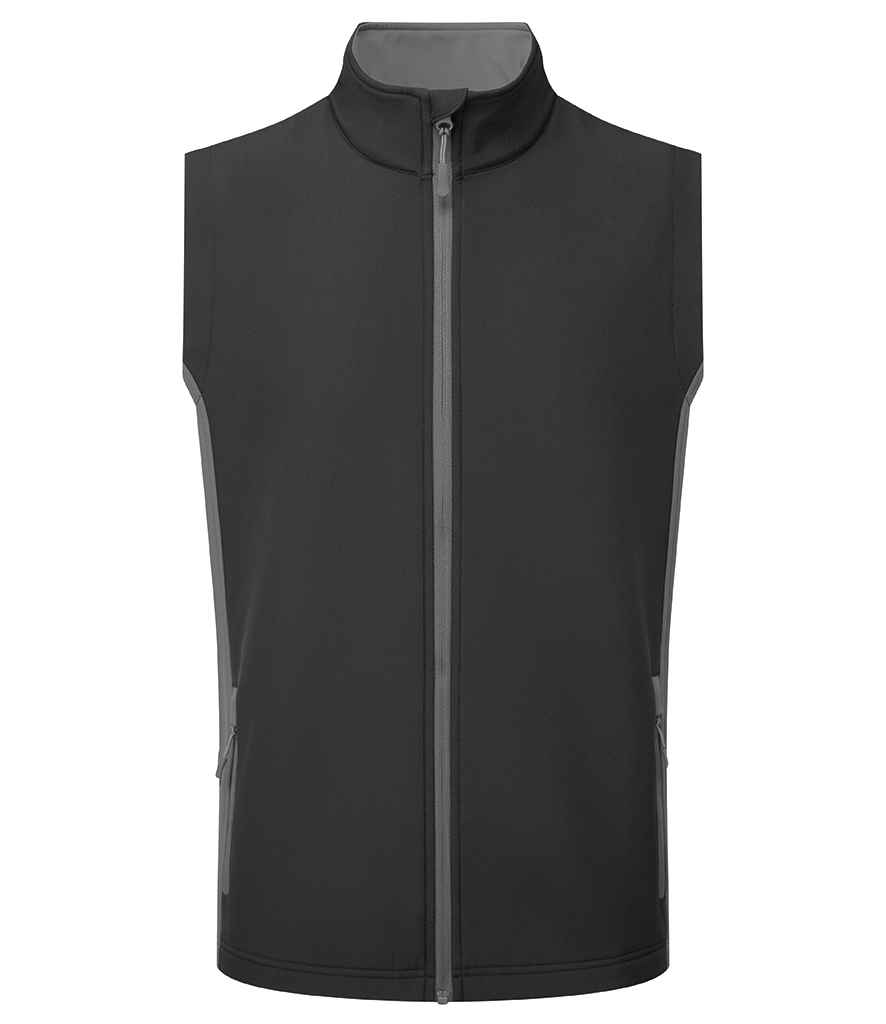 Premier Windchecker® Recycled Printable Soft Shell Gilet - Black/Dark Grey