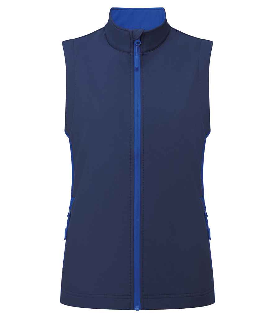 Premier Ladies Windchecker® Recycled Printable Soft Shell Gilet - Navy/Royal Blue