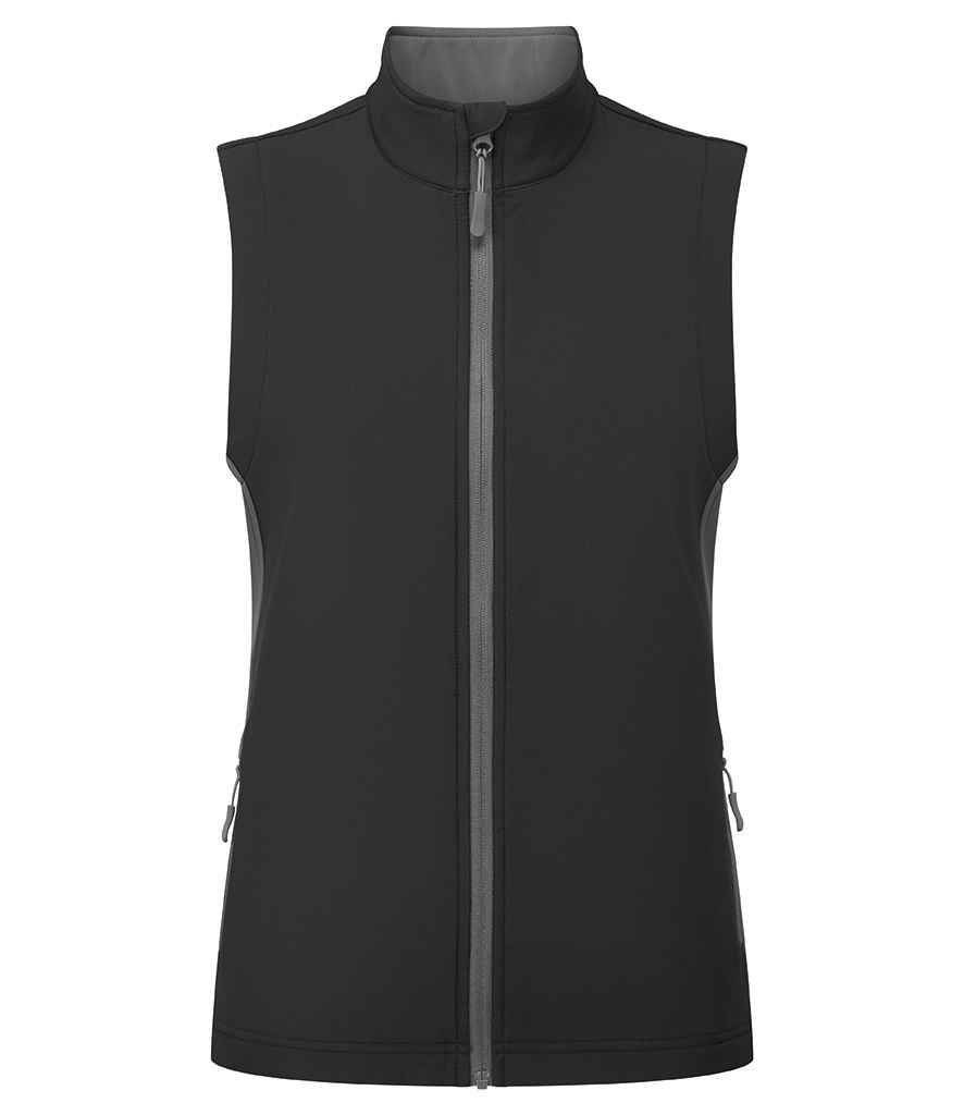 Premier Ladies Windchecker® Recycled Printable Soft Shell Gilet - Black/Dark Grey