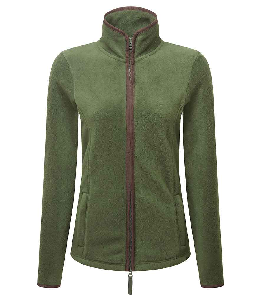 Premier Ladies Artisan Fleece Jacket - Moss Green/Brown