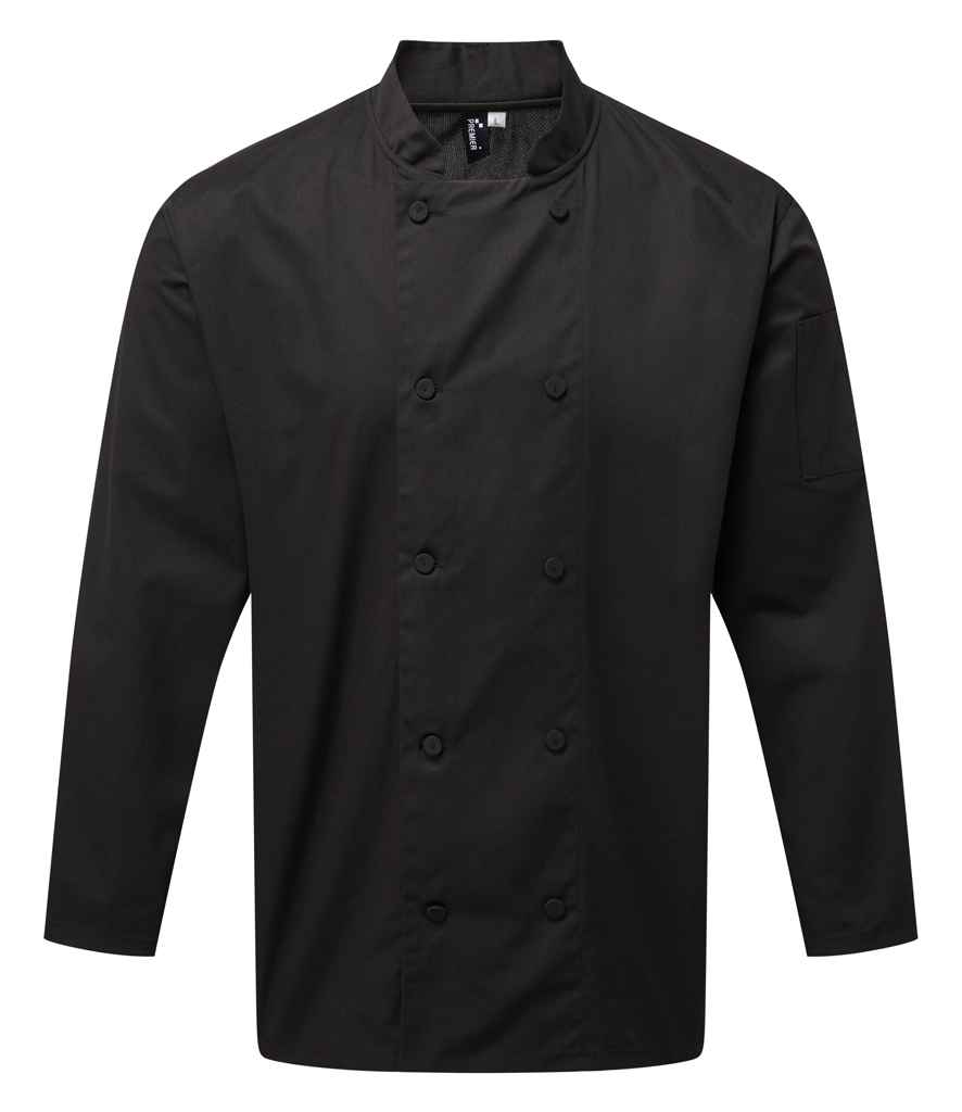 Premier Coolchecker® Long Sleeve Chef's Jacket - Black