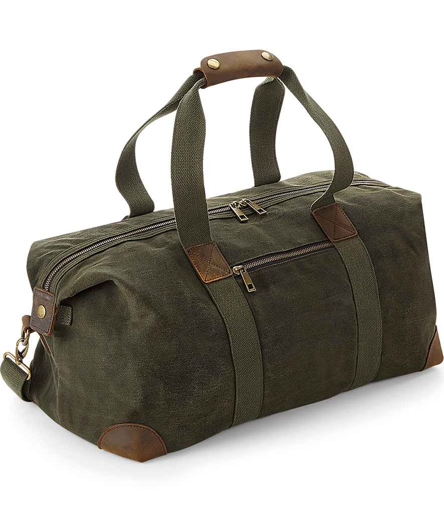 Quadra Heritage Waxed Canvas Holdall - Olive Green