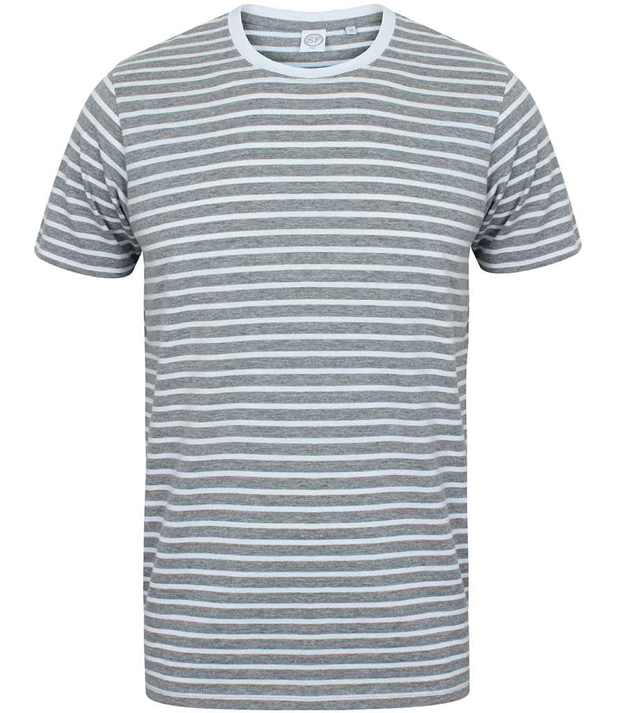 SF Clothing Unisex Striped T-Shirt - Heather Grey/White