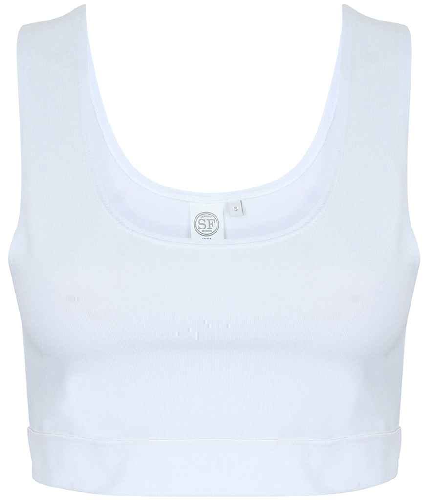 SF Clothing Ladies Fashion Crop Top - White/White