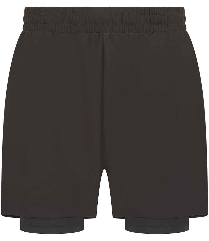 Tombo Double Layer Sports Shorts - Black/Black