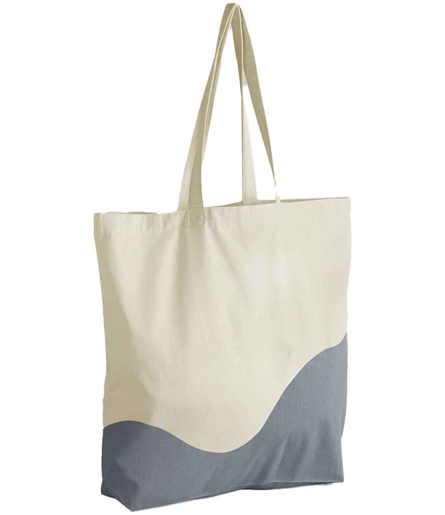 Westford Mill Organic Cotton Wave Print Maxi Tote Bag - Natural/Blue Grey