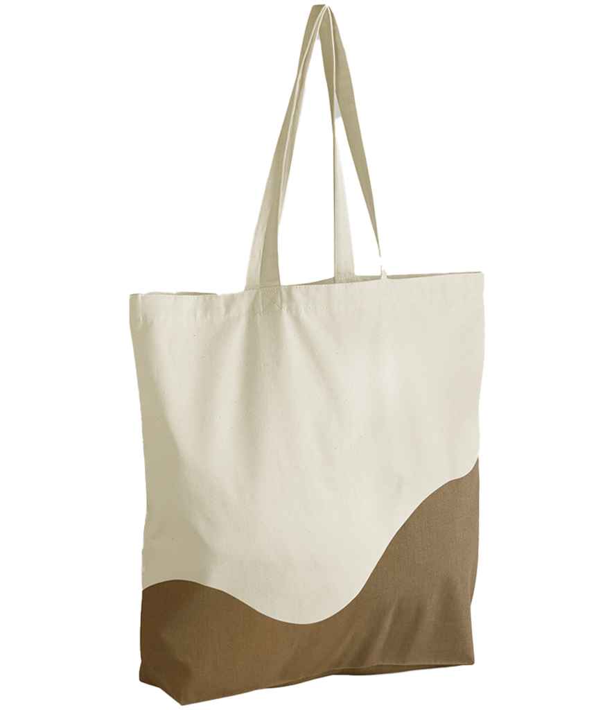 Westford Mill Organic Cotton Wave Print Maxi Tote Bag - Natural/Caramel