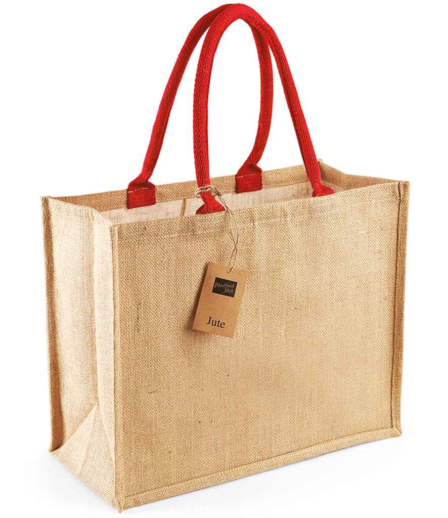 Westford Mill Jute Classic Shopper - Natural/Bright Red