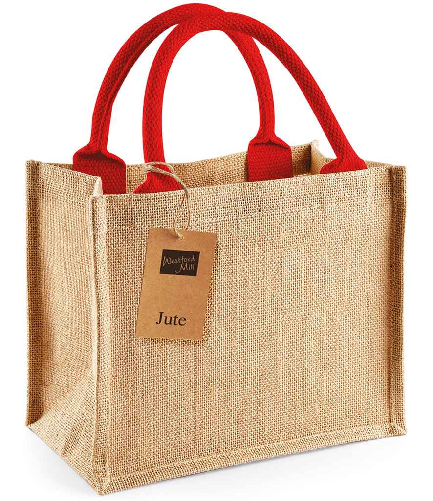 Westford Mill Jute Mini Gift Bag - Natural/Bright Red