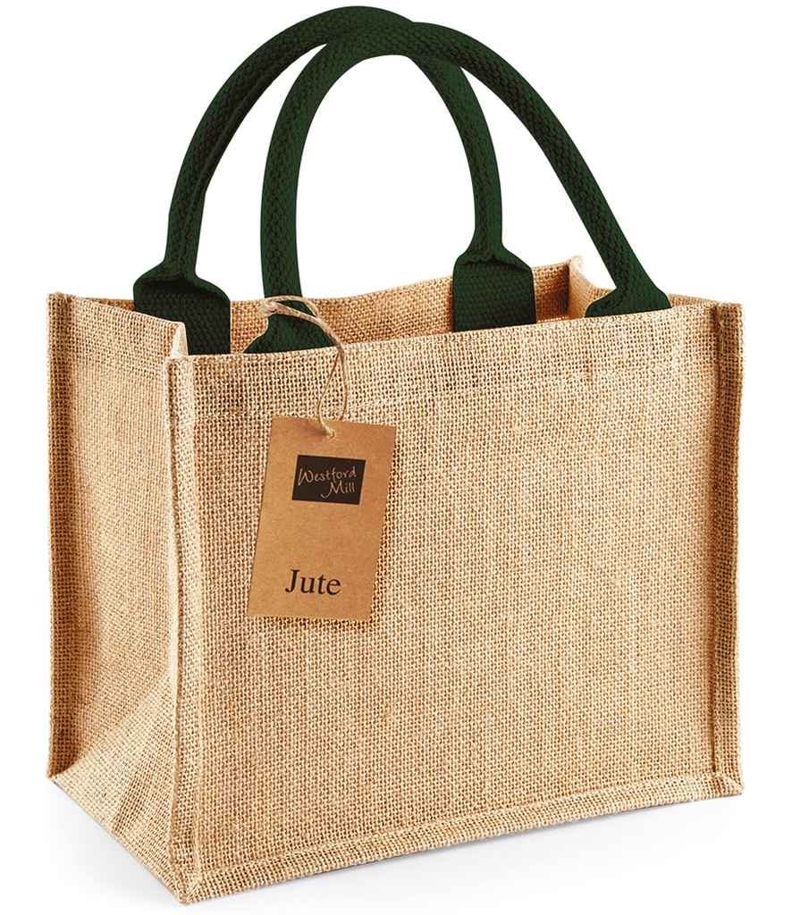 Westford Mill Jute Mini Gift Bag - Natural/Forest Green