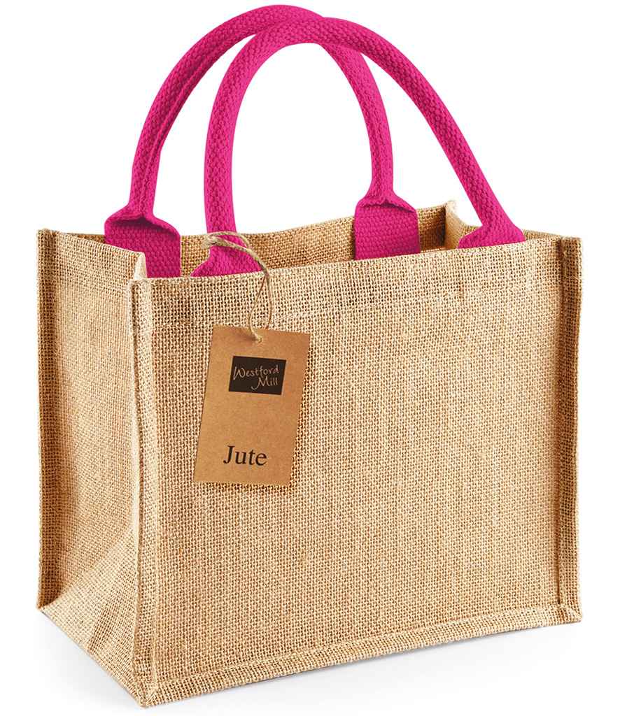Westford Mill Jute Mini Gift Bag - Natural/Fuchsia