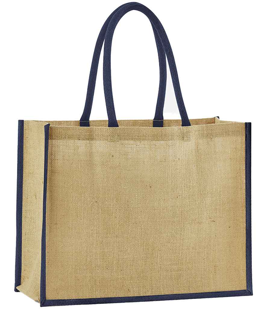Westford Mill Natural Starched Jute Classic Shopper - Natural/Navy