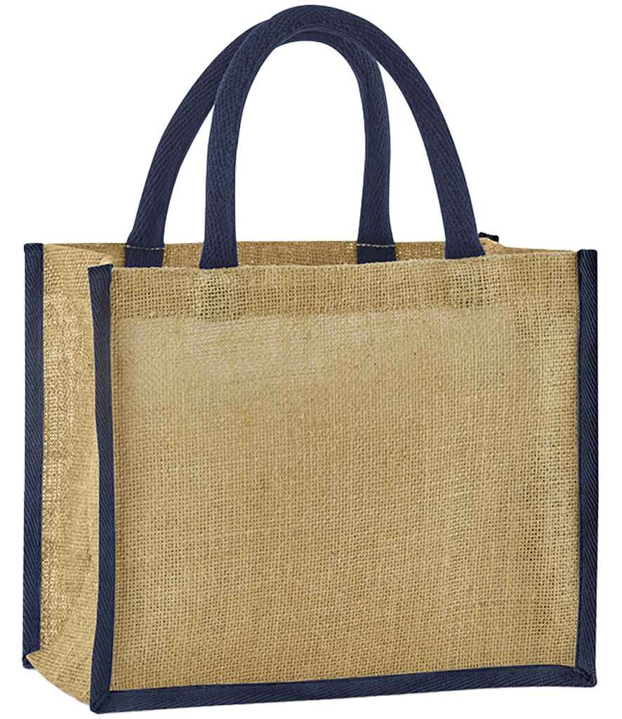 Westford Mill Natural Starched Jute Midi Tote Bag - Natural/Navy