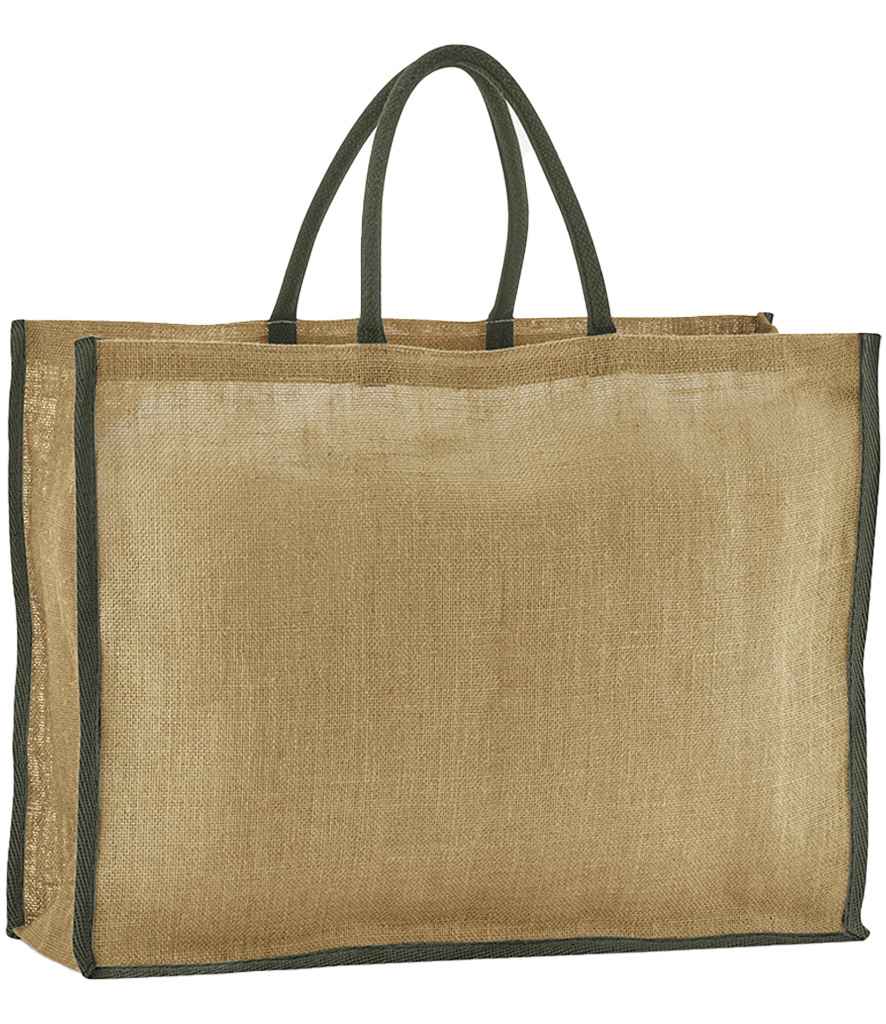 Westford Mill Natural Starched Jute Market Shopper - Natural/Olive Green