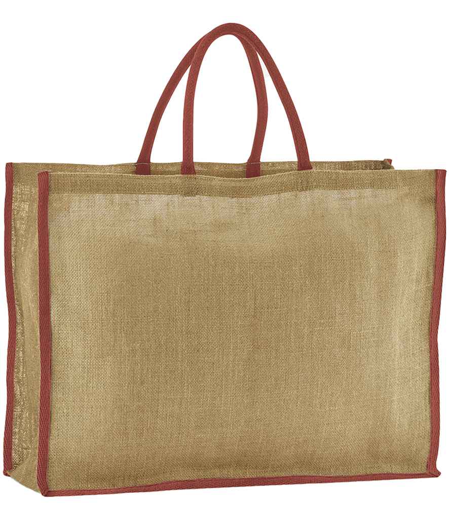 Westford Mill Natural Starched Jute Market Shopper - Natural/Orange Rust