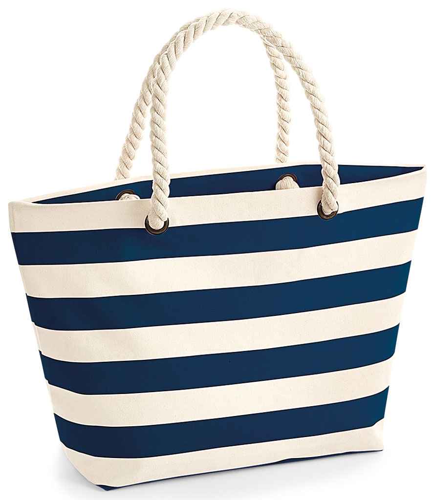 Westford Mill Nautical Beach Bag - Natural/Navy