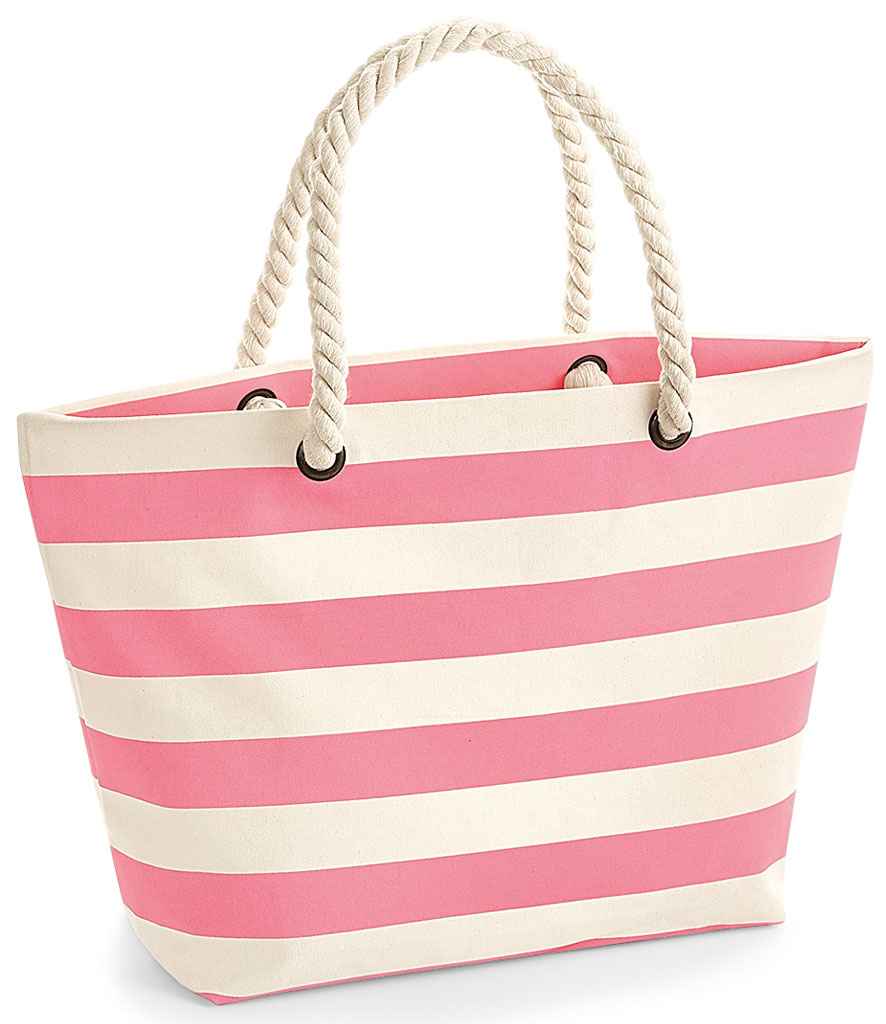 Westford Mill Nautical Beach Bag - Natural/Pink