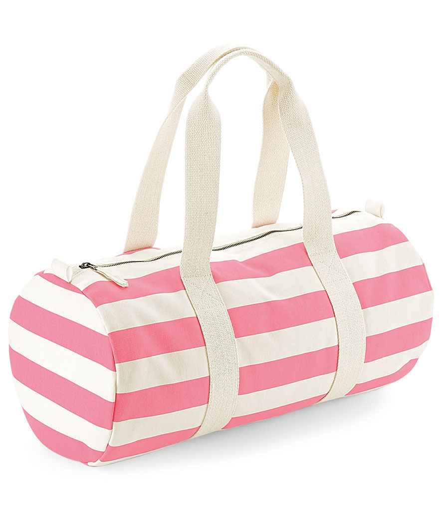 Westford Mill Nautical Barrel Bag - Natural/Pink