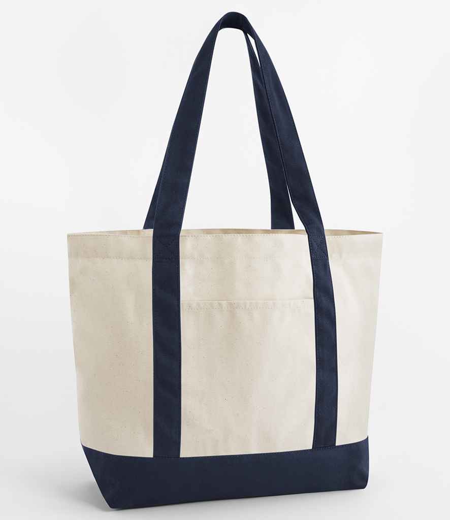 Westford Mill EarthAware® Organic Varsity Shopper - Natural/French Navy