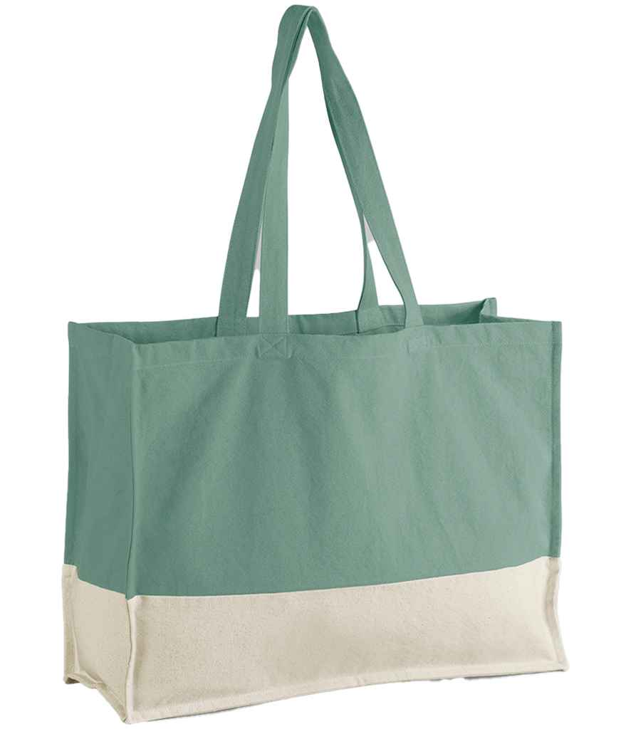 Westford Mill EarthAware® Organic Contrast Shopper - Sage Green/Natural